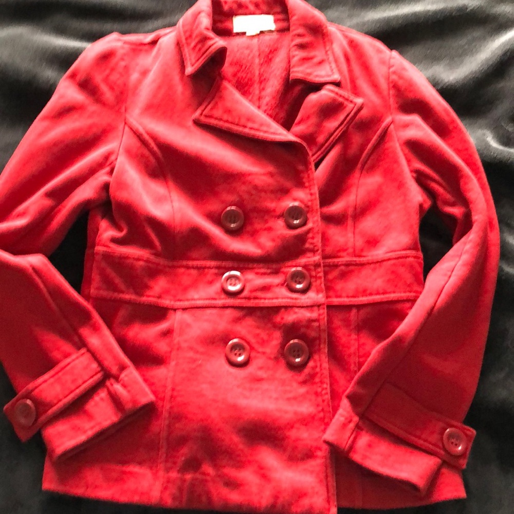 Red pea coat 🧥